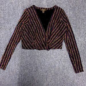 Forever 21 Rainbow Sparkly Cropped Blouse